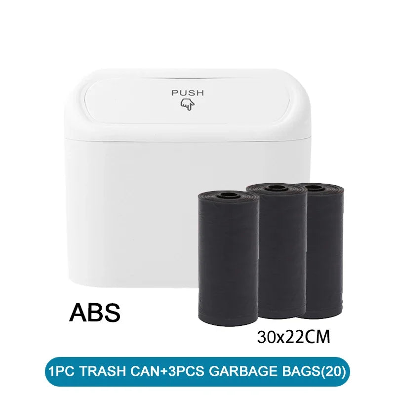 3Pcs Car Trash Can (with Lid) Contains 60 (300) Garbage Bags, Small Car Trash Can, Leak-proof Mini Car Accessories