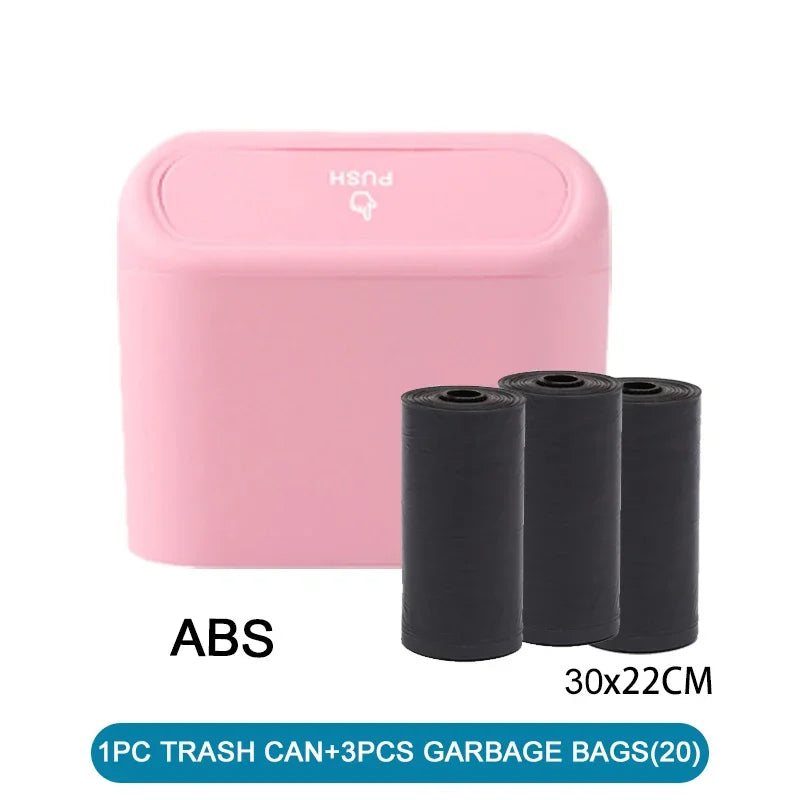 3Pcs Car Trash Can (with Lid) Contains 60 (300) Garbage Bags, Small Car Trash Can, Leak-proof Mini Car Accessories