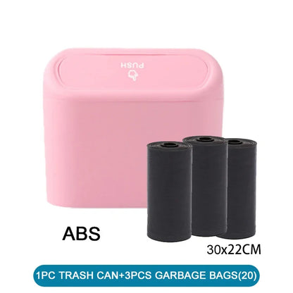 3Pcs Car Trash Can (with Lid) Contains 60 (300) Garbage Bags, Small Car Trash Can, Leak-proof Mini Car Accessories