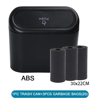 3Pcs Car Trash Can (with Lid) Contains 60 (300) Garbage Bags, Small Car Trash Can, Leak-proof Mini Car Accessories