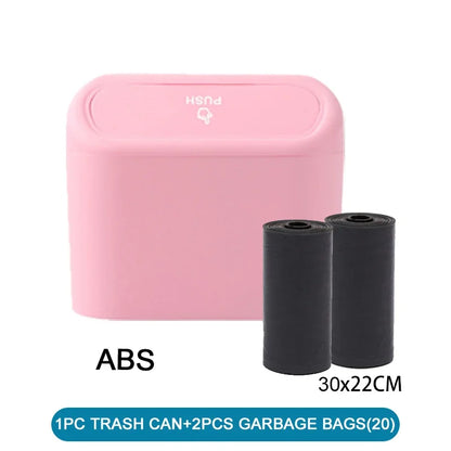 3Pcs Car Trash Can (with Lid) Contains 60 (300) Garbage Bags, Small Car Trash Can, Leak-proof Mini Car Accessories