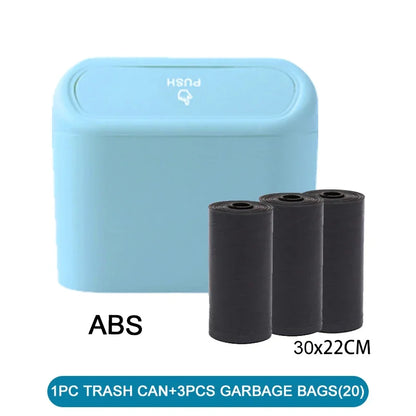 3Pcs Car Trash Can (with Lid) Contains 60 (300) Garbage Bags, Small Car Trash Can, Leak-proof Mini Car Accessories