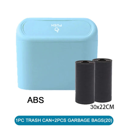 3Pcs Car Trash Can (with Lid) Contains 60 (300) Garbage Bags, Small Car Trash Can, Leak-proof Mini Car Accessories